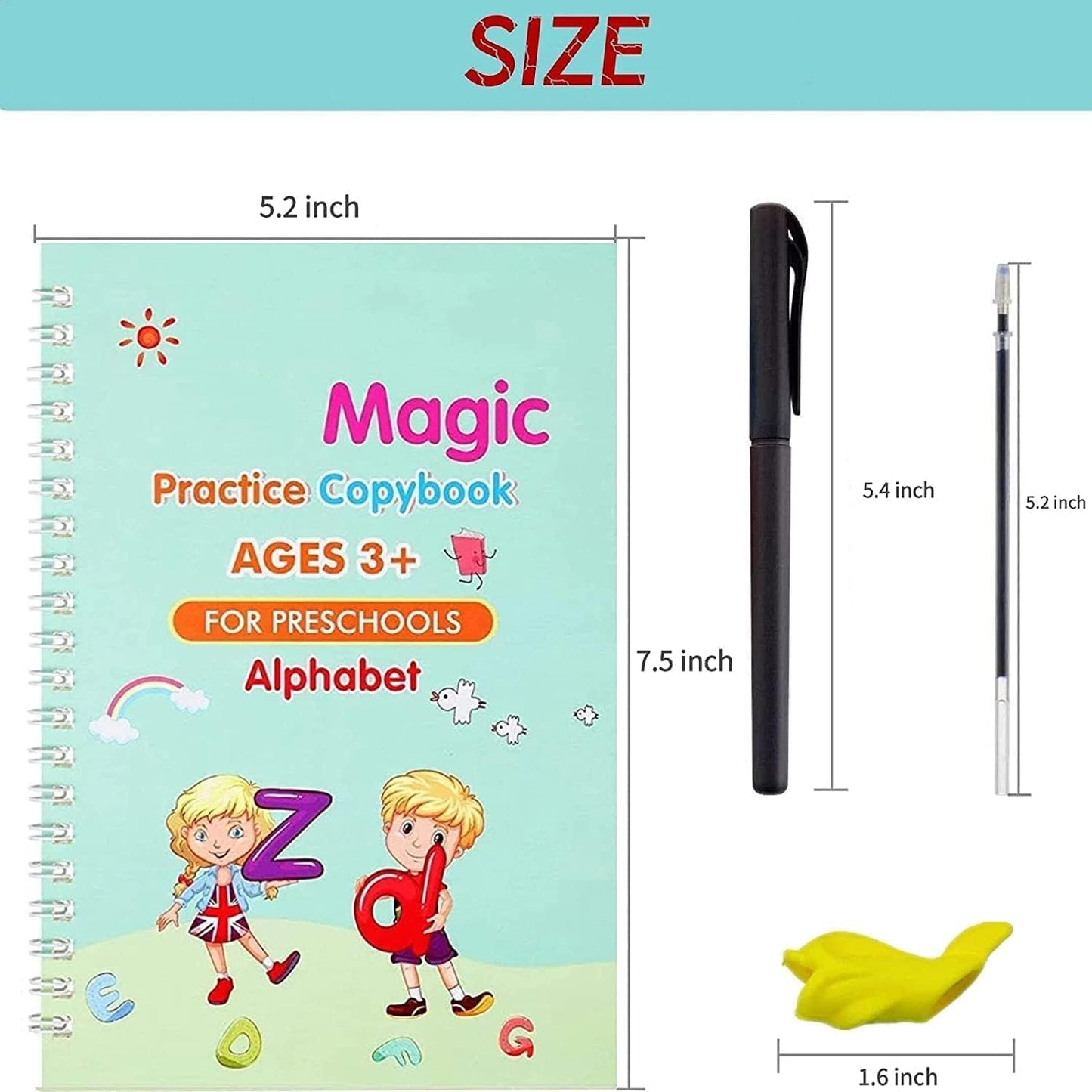 Practice Copybook for Pre-Schoolers - (4 BOOK + 1 pen + 10 REFILL)